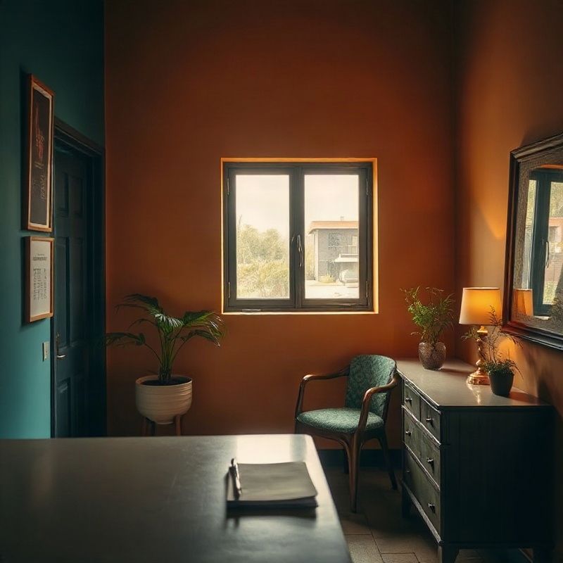 Pulsewpanda's teal-modern reception interior in Mombasa, lit by natural window light